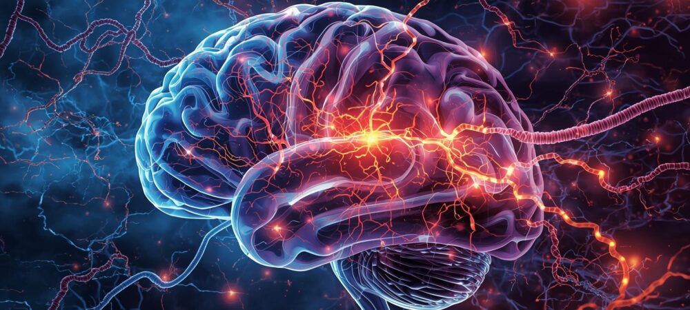 brain neurological pathways involved in panic attack response Illustration representing neurological pathways involved in panic attack response