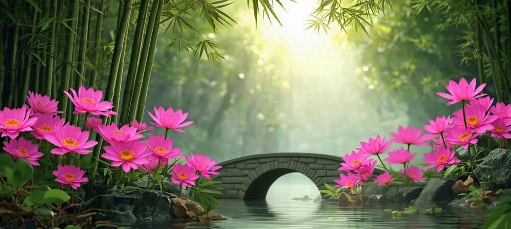 therapist for panic attacks in chicago IL Peaceful garden bridge representing the journey from panic attacks to calm in Chicago therapy