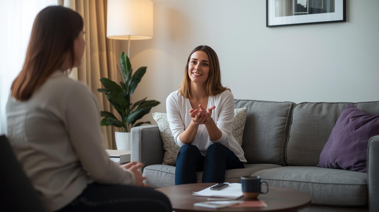 woman in therapy for negative thinking at Calm Anxiety Clinic