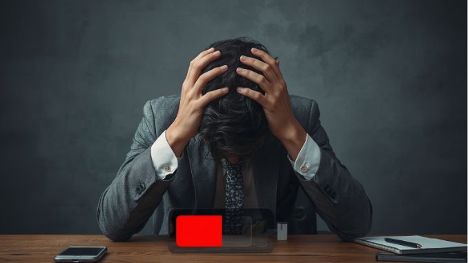 employee at desk burned out from work captured by calm anxiety clinic