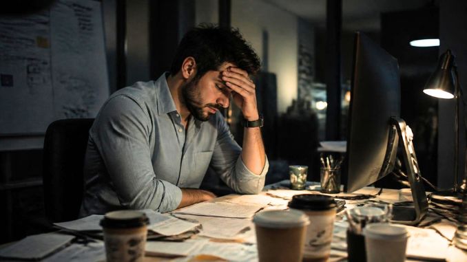  5 stages of work burnout — from compulsive drive to habitual exhaustion — with CBT therapy approaches for each stage, Chicago