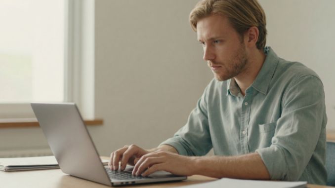 dult quietly working at a desk, illustrating the internal effort behind high-functioning adult ADHD