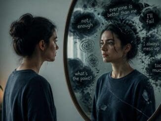 cognitive distortions reflection woman in mirror