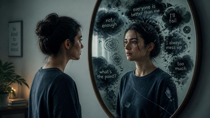 cognitive distortions reflection woman in mirror 