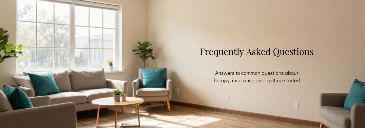 Frequently asked questions about therapy, insurance, and getting started at Calm Anxiety CBT Therapy Clinic.