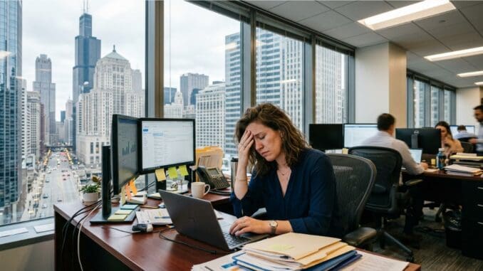 chronic stress burnout woman stressed out in chicago